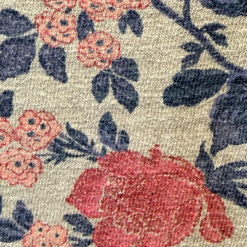 LOFT Floral Sweatshirt XS Gray Pink Blue Lightweight Cotton - Picture 6 of 8